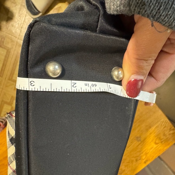 Burberry Black Tote Bag with Plaid Accent - Picture 11 of 11